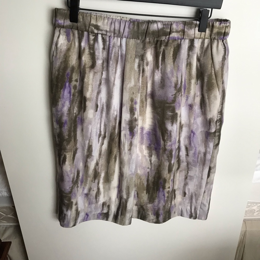 Chico’s purple green‎ white multi mid length skirt